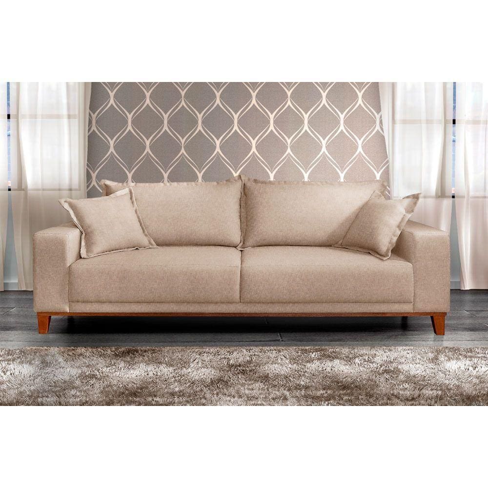Sofá Fixo Argos 2 Lugares Luxo 160cm Castellar Móbile Bege Claro