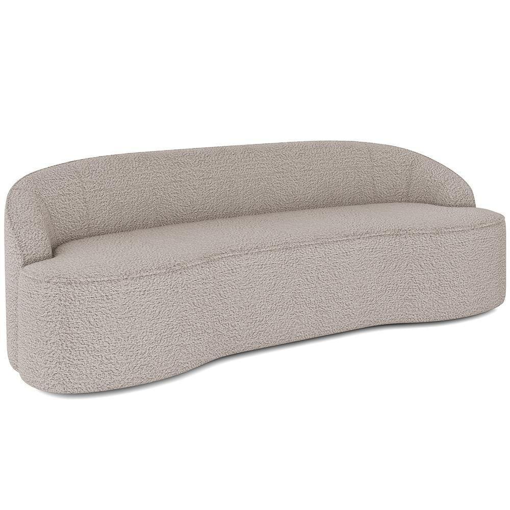 Sofá 4 Lugares Curvo Sala De Estar Living Lótus D02 Bouclê Bege 260 Cm B-62