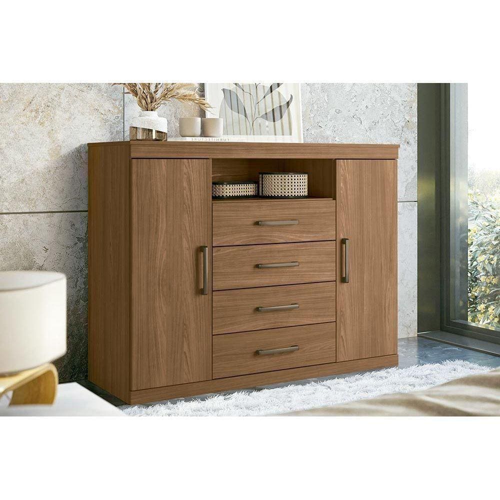 Cômoda Casal Master C- 2 Portas 1 Nicho E 4 Gavetas Jatoba - Santos Andirá