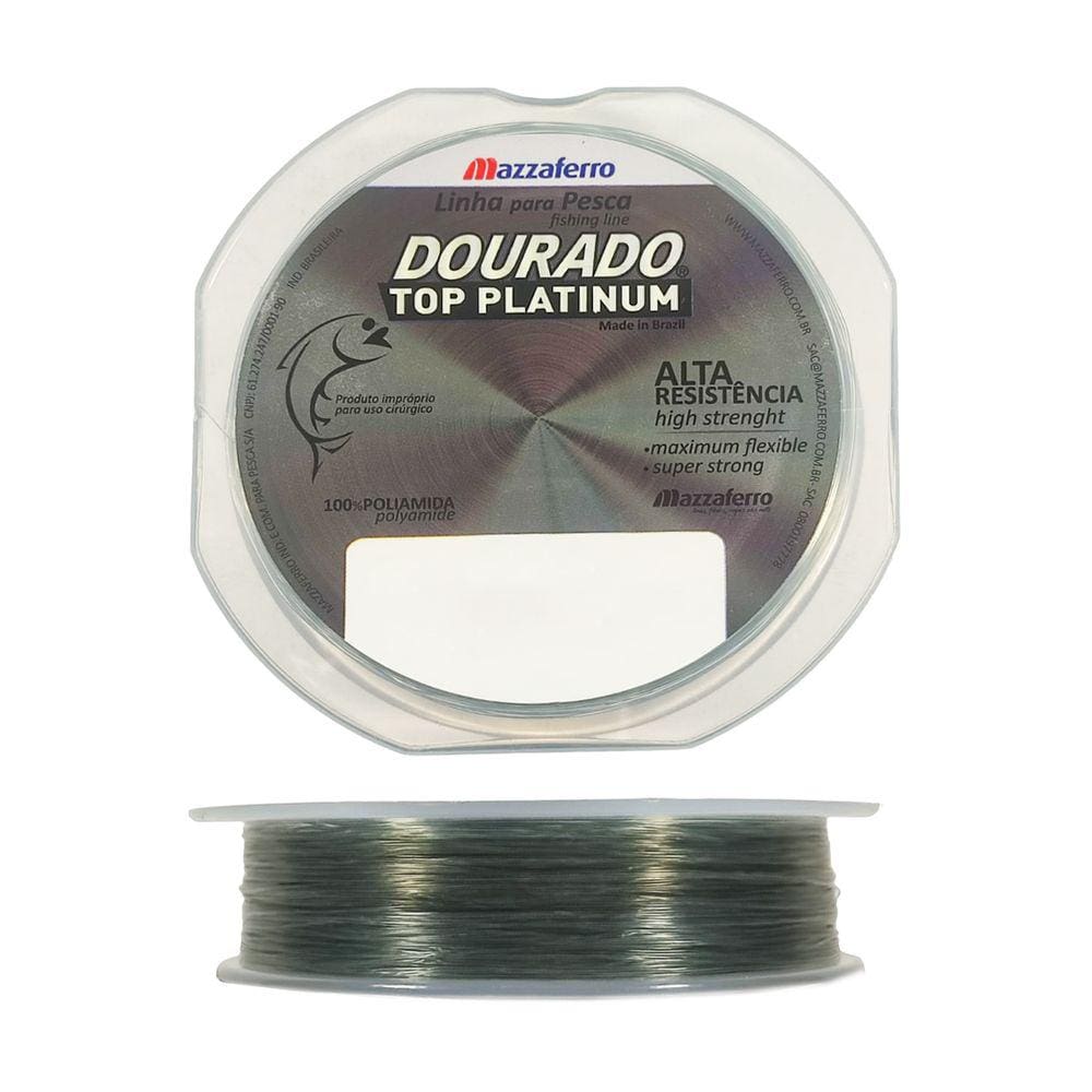 Linha Pesca Monofilamento Mazzaferro Dourado Top Platinum 300m 0.35mm Prateada