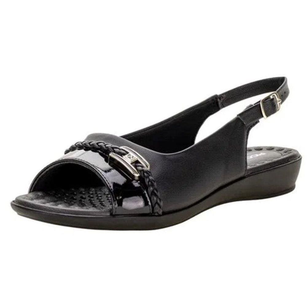 Sandália com detalhe verniz e trançado Piccadilly