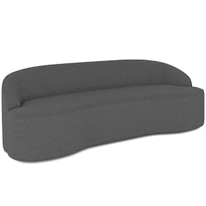 Sofá 4 Lugares Curvo Sala De Estar Living Lótus D02 Linho Cinza Escuro 260 Cm C-416
