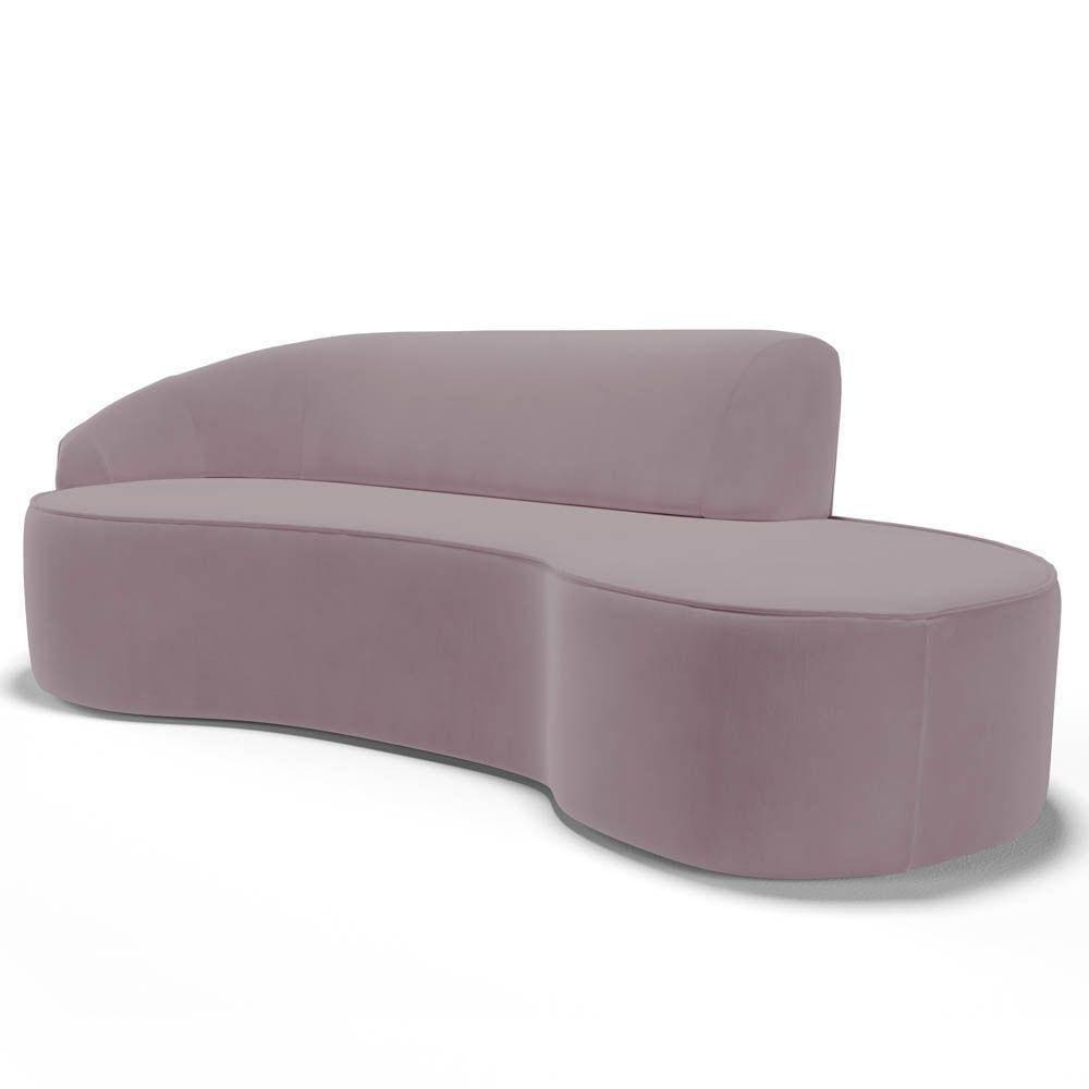 Sofá Living 4 Lugares 300Cm Braço Esquerdo Mozart D06 Veludo Rosê - Mpozenato