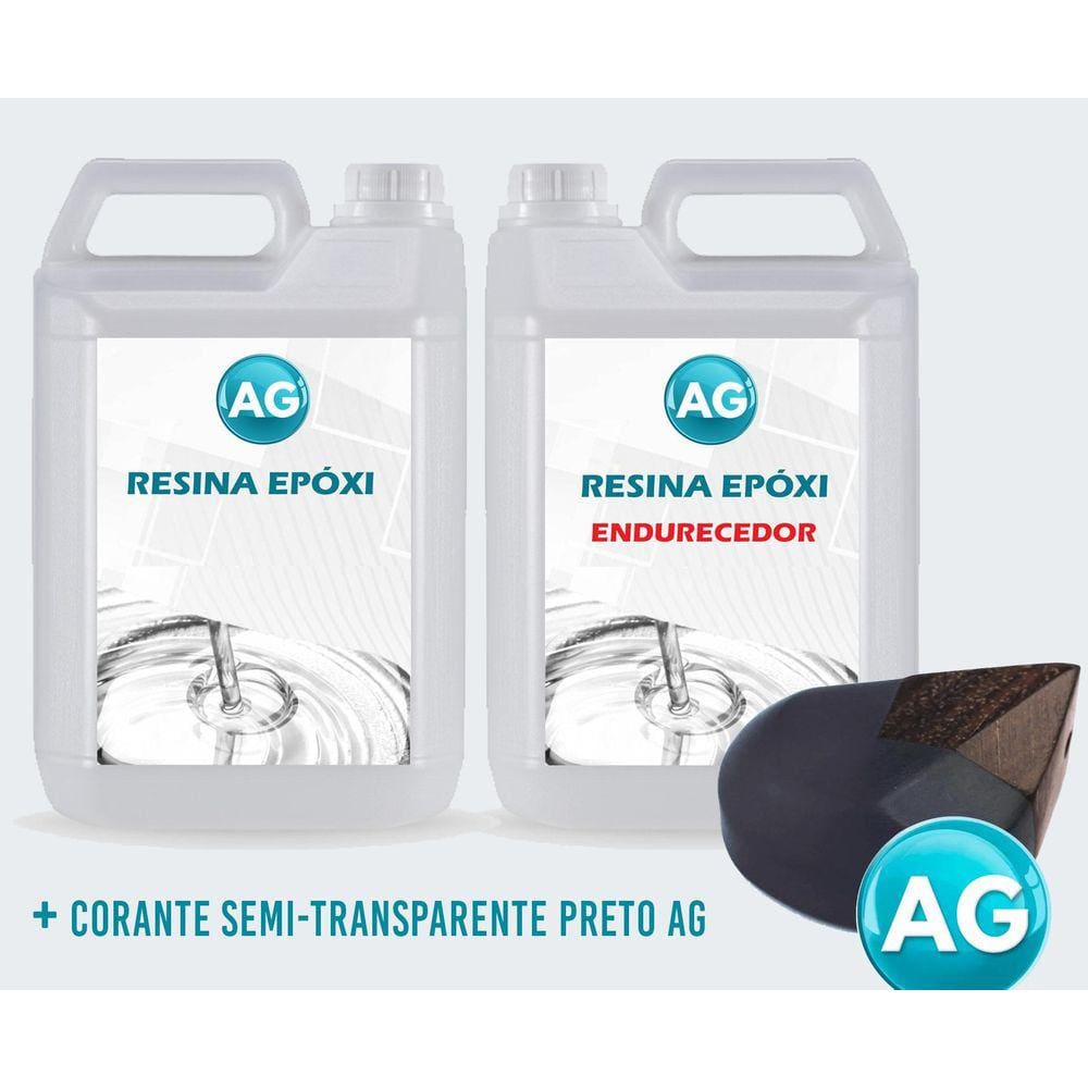 Resinas Epóxi 1Kg + Corante Semi-Transparente Preto Ag Baixa