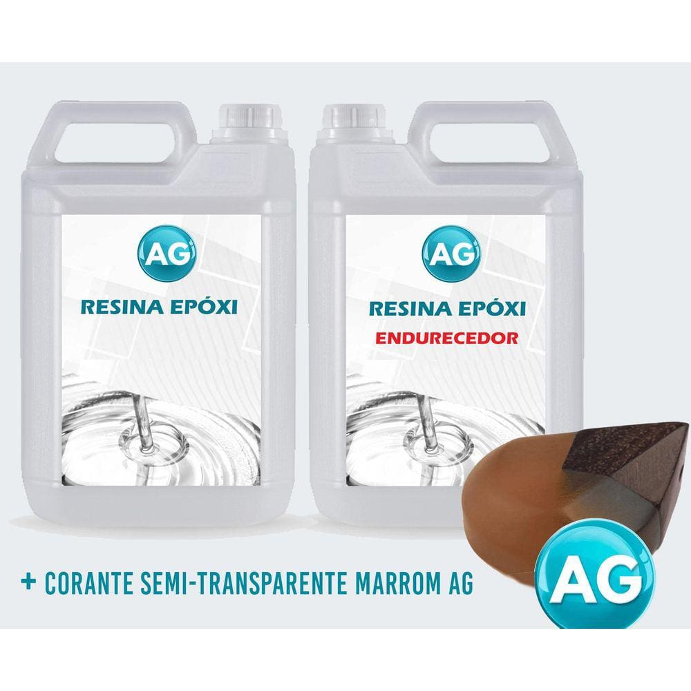 Resinas Epóxi 1Kg + Corante Semi-Transparente Marrom Alta Es