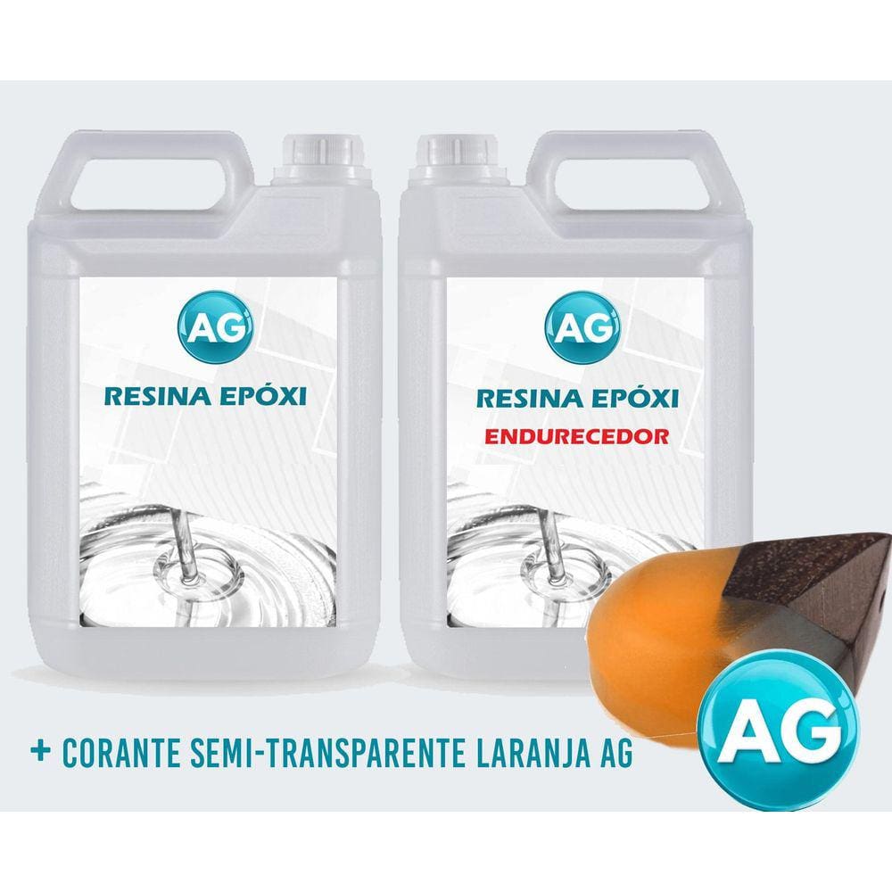 Resinas Epóxi 1Kg + Corante Semi-Transparente Laranja Ag Alt