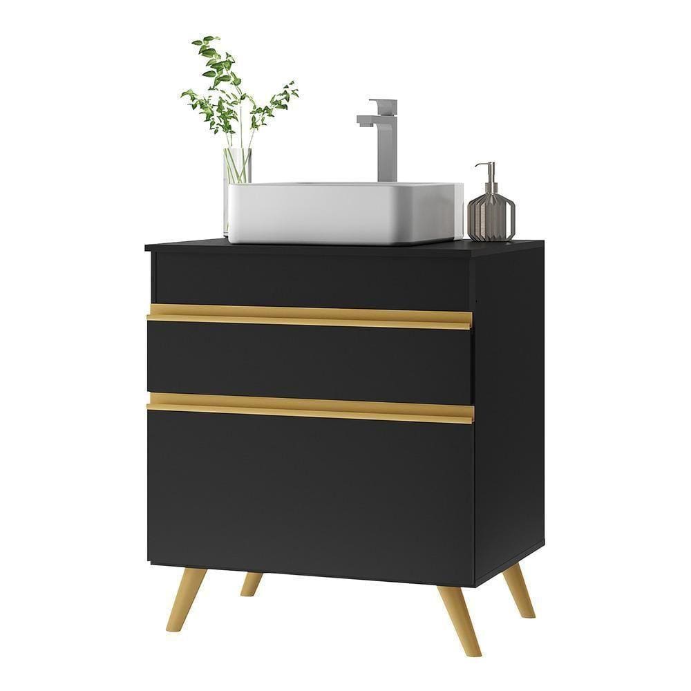 Gabinete De Banheiro Retrô 70 Cm Fg5024 Preto