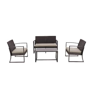 Jogo Living 4 Pessoas Mendoza Preto Just Home Collection