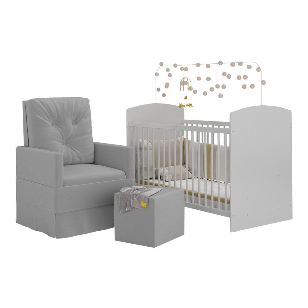 Berço com Poltrona de Amamentação e Puff Ana Lívia Multimóveis MP4075