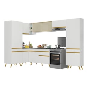 Cozinha Completa De Canto Veneza Gw Mp2055 Com Armário E Balcão Branca