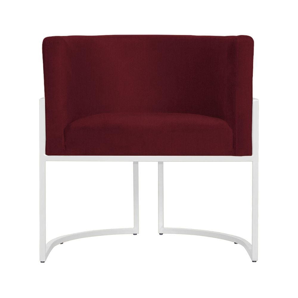 Poltrona Decorativa Luana Suede Marsala Base Branca Mz Decor