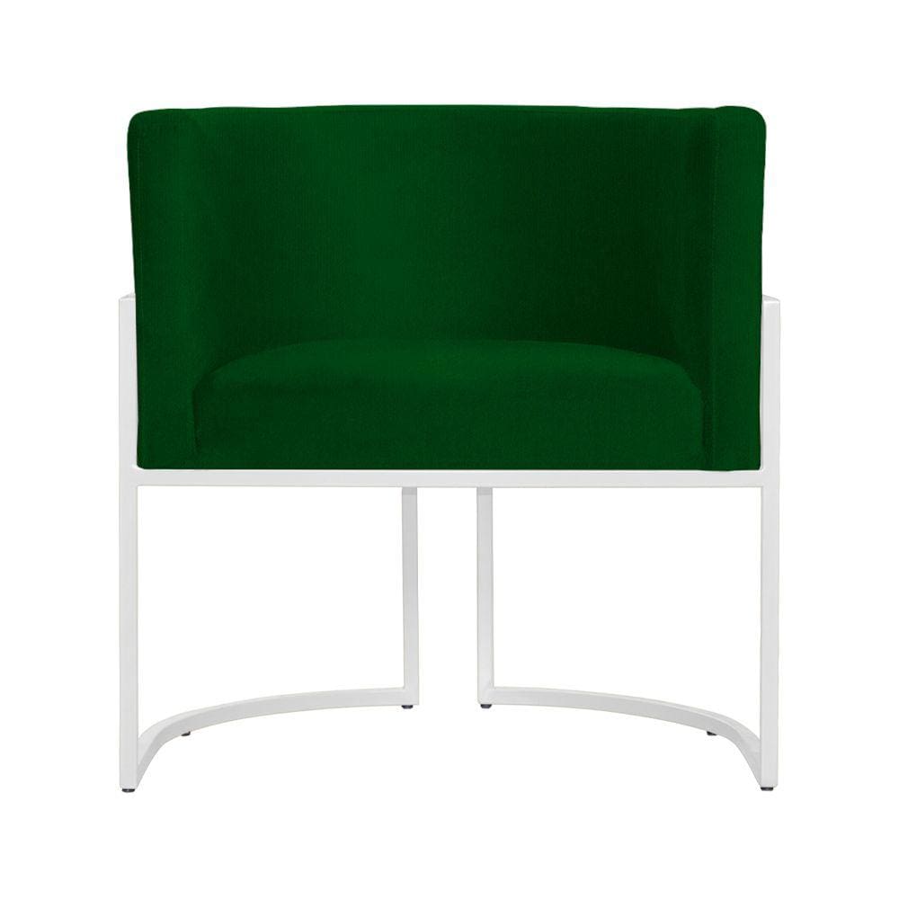 Poltrona Decorativa Luana Suede Verde Base Branca Mz Decor