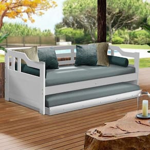 Sofá Cama 2 Lugares Com Auxiliar Branco Atraente