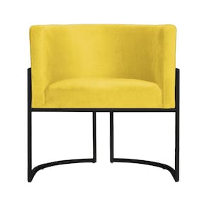 Poltrona Decorativa Luana Suede Amarelo Base Preta Mz Decor