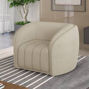 Poltrona Decorativa Sala De Estar Adam Boucle Bege G45 - Gran Belo