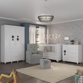 Quarto Completo com Poltrona de Amamentação e Puff Pimpolho Multimóveis MP4079