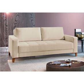 Sofá Fixo Orion 2 Lugares Luxo 140cm Castellar Móbile Bege Claro