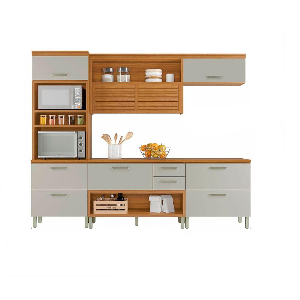 Cozinha Modulada 4 Peças Ripado Torre Quente Nesher Princesa Mdf