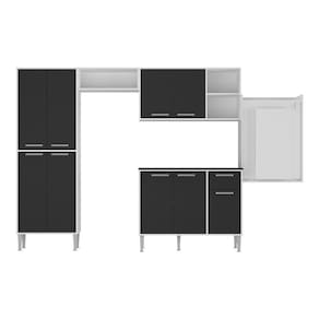 Cozinha Completa C/ Mesa Dobrável Multimóveis Branca/preta