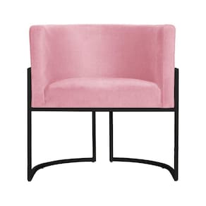 Poltrona Decorativa Luana Suede Rosa Base Preta Mz Decor
