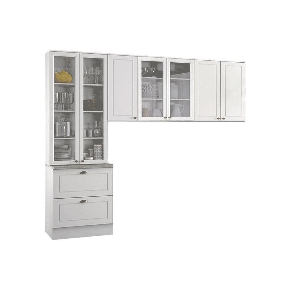 Cozinha Compacta Americana 3 Peças (2 Armários + 1 Paneleiro) Cpt10 Branco - Henn
