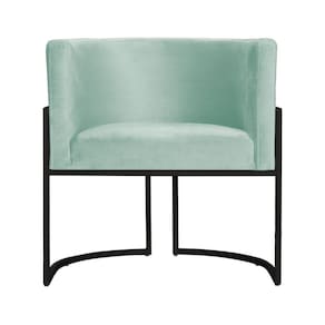 Poltrona Decorativa Luana Veludo Acqua Base Preta Mz Decor
