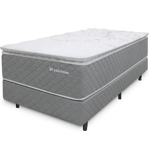 Cama Box com Colchão Solteirão Molas Ensacadas Pillow Top Premium Sleep Cinza 97x203cm BF Colchões