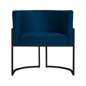 Poltrona Decorativa Luana Veludo Azul Marinho Base Preta Mz Decor