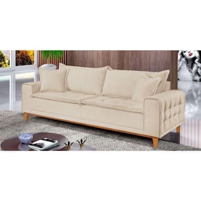 Sofá Fixo Orfeu 2 Lugares Luxo 160cm Castellar Móbile Bege Claro