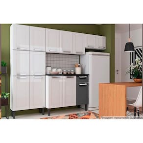 Cozinha Modulada Completa Múltipla 4pçs (2 Armários Balcão Paneleiro) C4P74 Branco/Preto - Bertolini