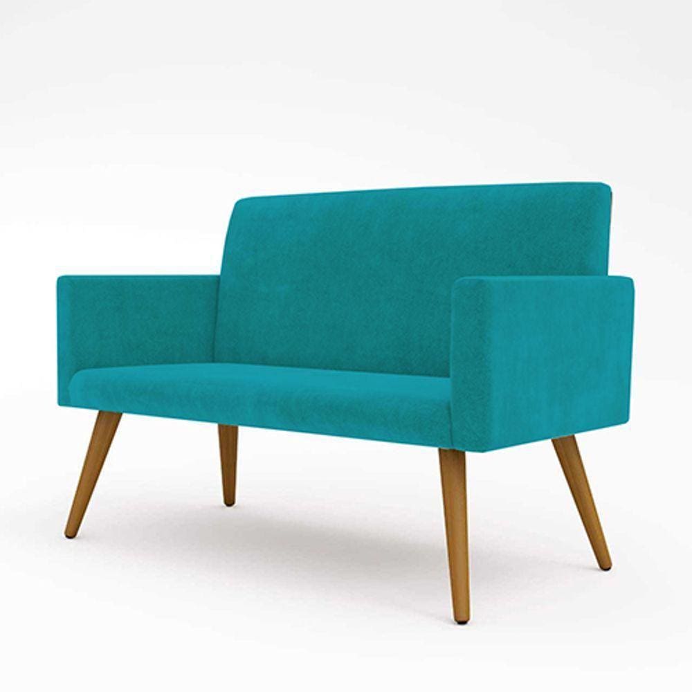 Sofá Namoradeira 2 Lugares - Balaqui Decor Cor:azul-turquesa