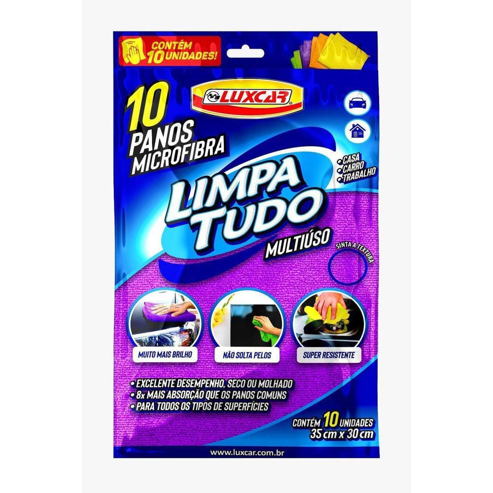 Panos Microfibra Luxcar - Uso Geral, Limpeza sem Riscos
