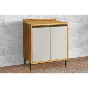 Gabinete De Cozinha Modulado Balcão Tempranillo 2 Portas C/tampo 80cm Amendoa/off White - Ronipa