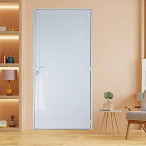 Porta Lambril de Alumínio 210 x 90cm com Maçaneta Linha 25 Lado Esquerdo Esquadrias Bergame Branco