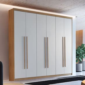 Guarda Roupa Casal 6 Portas 2 Gavetas Veracruz Marromlle/Off White