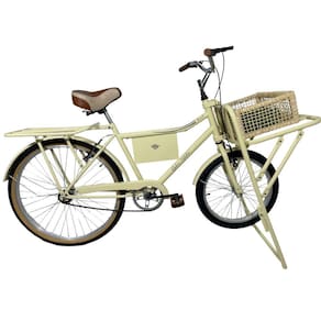 Bicicleta Carga Cargueira Bagageira Retrô Pesada Food Bege