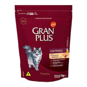 Ração Gran Plus Gatos Adultos Castrados Frango e Arroz 1kg