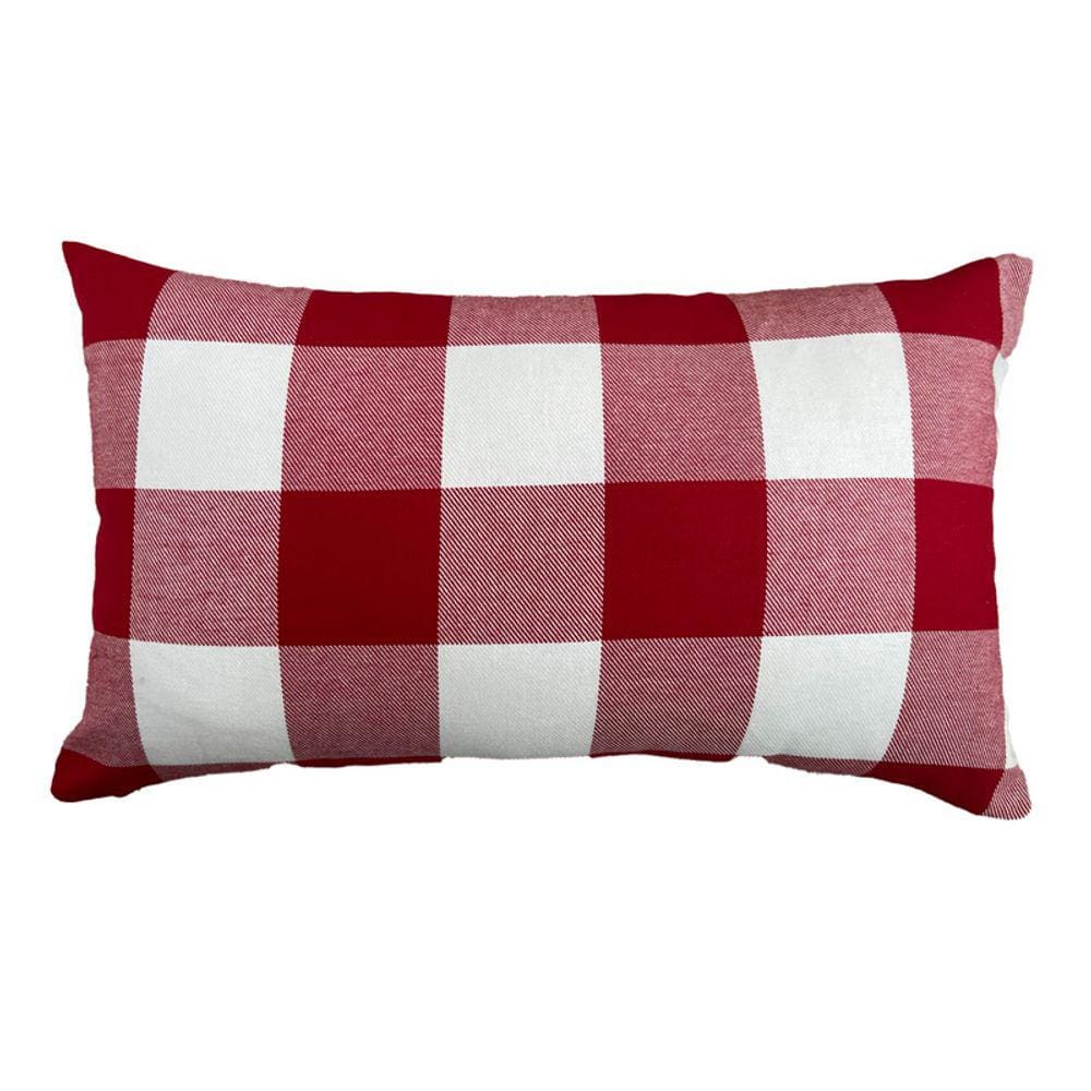 CAPA DE ALMOFADA RETANGULAR XADREZ VERMELHO 30x50