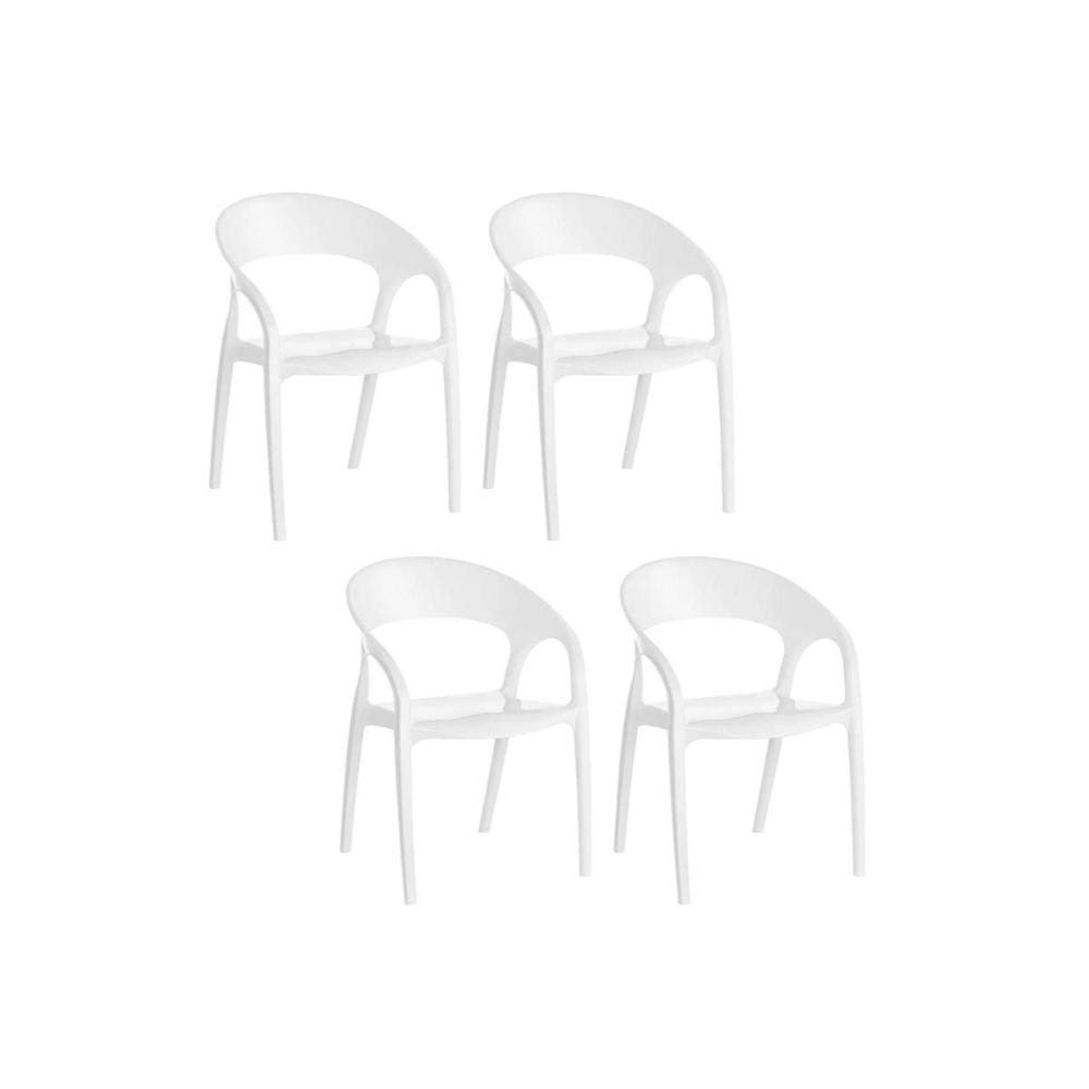 Kit 4 Cadeiras Glass Plus Uz8004 4 Un Polipropileno Branco