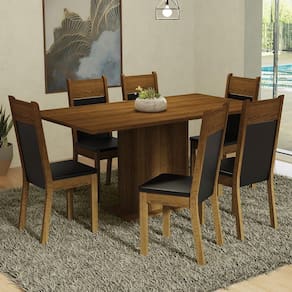 Kit Sala De Jantar Mesa 6 Cadeiras Augusta Madesa Preto