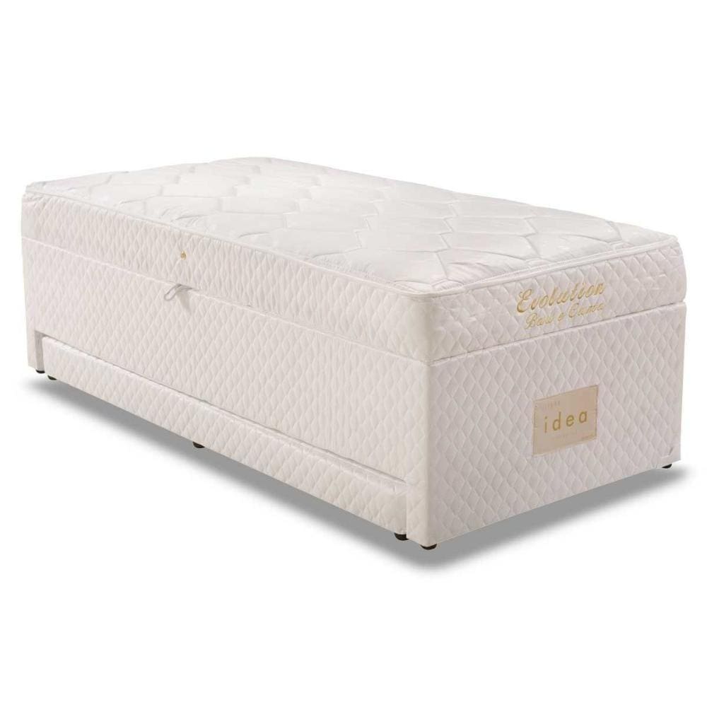 Cama Baú C-auxiliar Conjugado Solteiro: Colchão Molas Bonnel Mh1443 White (88x188x52) Herval