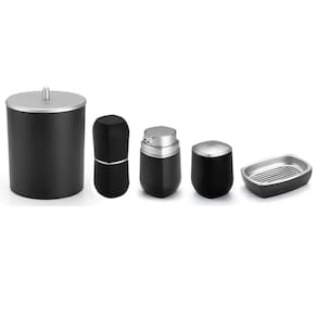 Kit Para Banheiro Lavabo 5 Peças Preto E Prata - Arthi