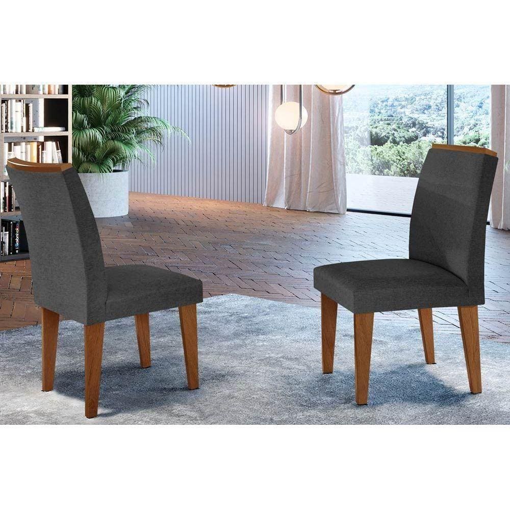 Kit 2 Cadeiras Lunara Imbuia Grafite