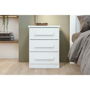 Mesa Cabeceira Casal Baião C/ 3 Gavetas Branco - Lopas