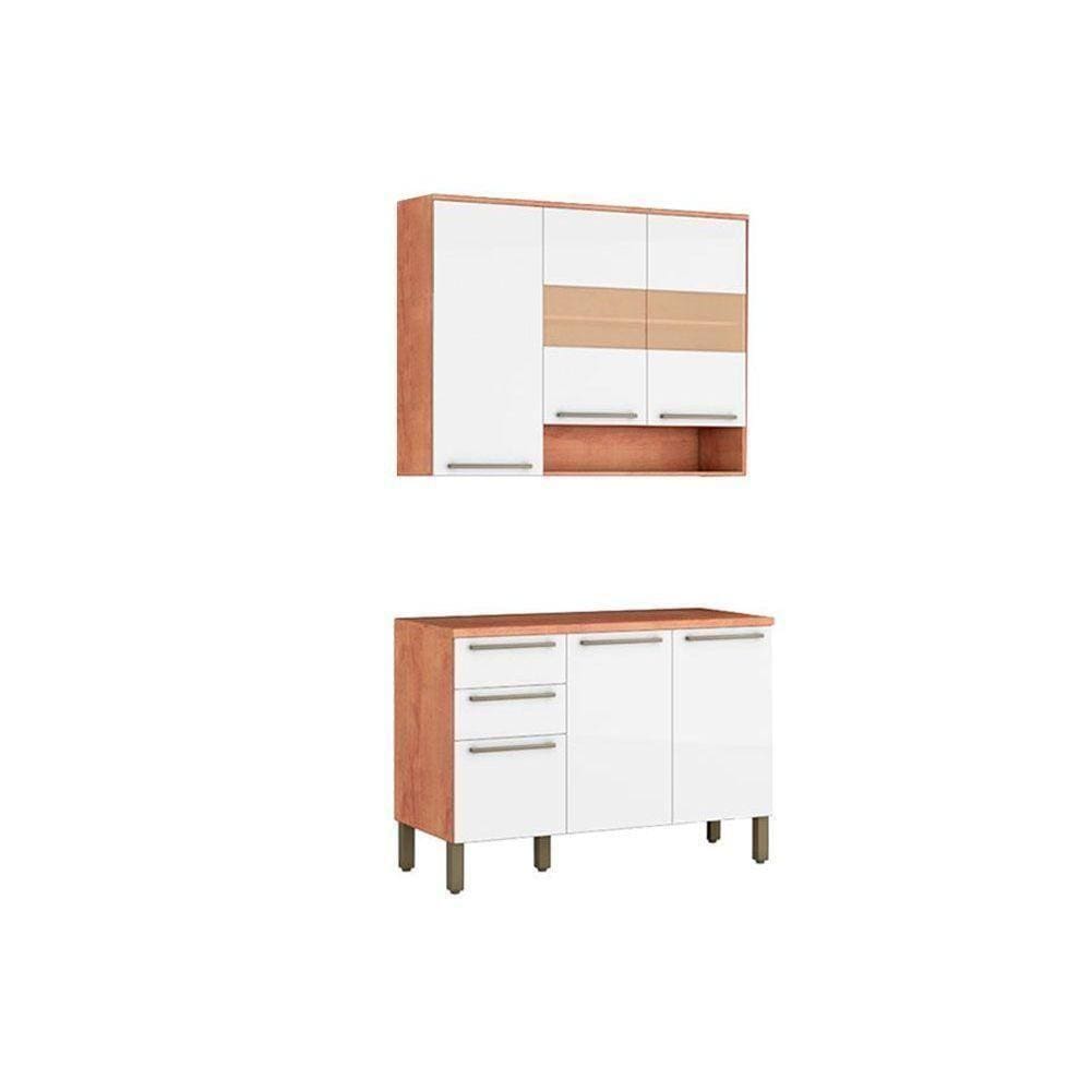 Cozinha Completa Nápoli Prime 2 Peças (1 Armário + 1 Balcão) C2p04 Castanho - Ronipa