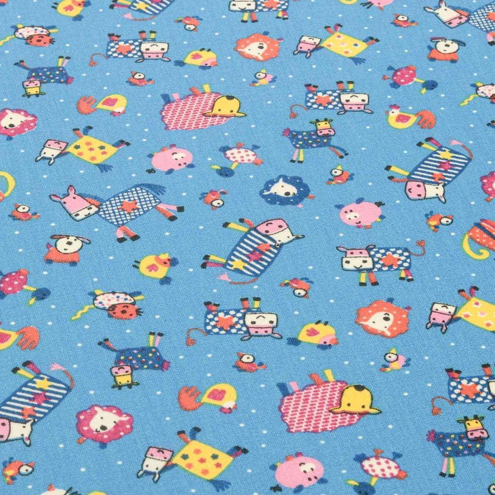 Tricoline Patchwork 100% Algodão - Fazendinha Azul - 1m