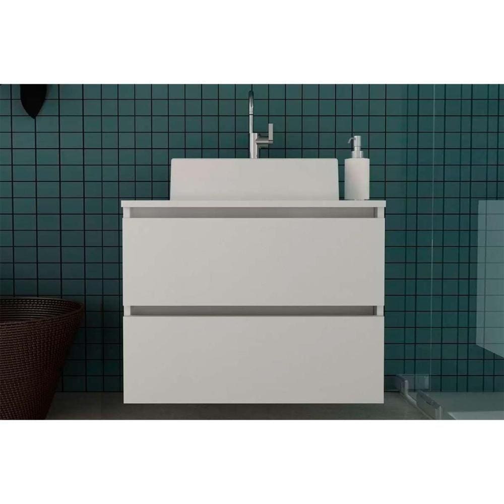Gabinete De Banheiro Suspenso Bn3607 2 Gavetas Cor Branco - Tecno Mobili