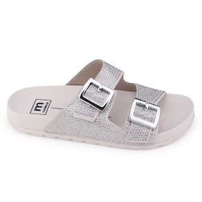 Chinelo Moleca 5436.426 tiras largas strass fivelas grandes