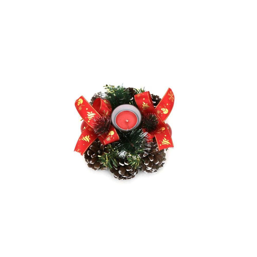 Porta Vela de Natal Laço Le 16x7cm