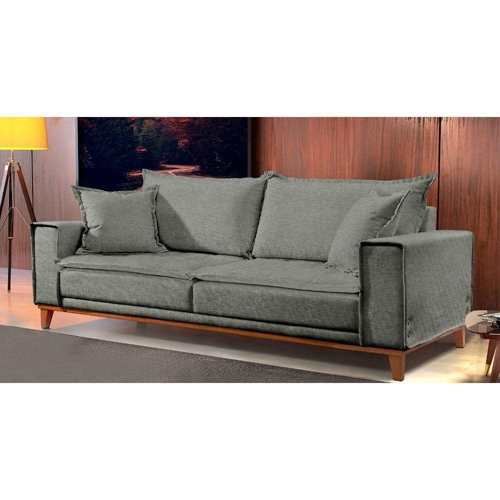 Sofá Fixo Aquiles 2 Lugares Luxo 160cm Castellar Móbile Cinza